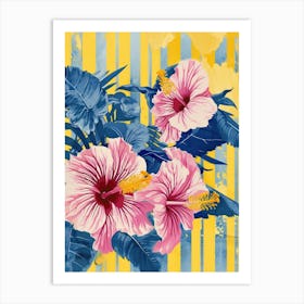 Hibiscus Flowers On A Table   Contemporary Illustration 1 Art Print