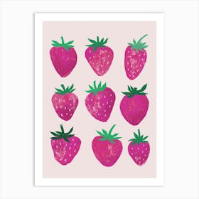 Pink Strawberries Art Print