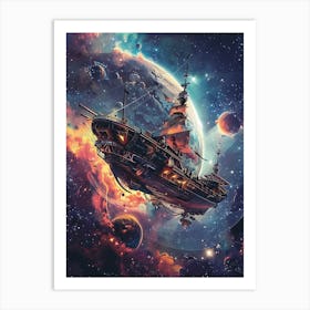 Fantasy Ship Floating in the Galaxy 5 Art Print