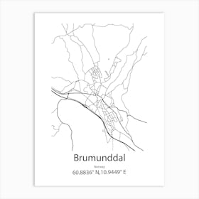 Brumunddal,Norway Minimalist Map Art Print