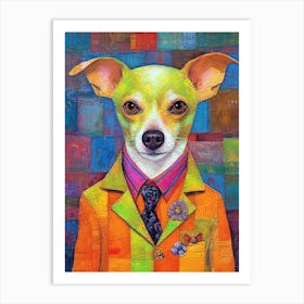 Dog Chic Chronicles; Stylish Oil Brushwork Art Print