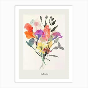 Celosia 2 Collage Flower Bouquet Poster Art Print