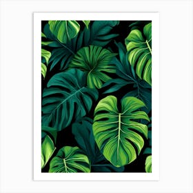 A lush tapestry of tropical leaves Art Print