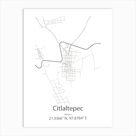 Citlaltepec,Mexico Minimalist Map Art Print