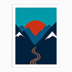 Chamonix, France Modern Illustration Skiing Poster Art Print