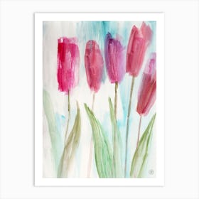 Something About Tulips - watercolor painting floral flower red vertical living room bedroom hand painted Art Print