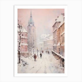 Dreamy Winter Painting Munich Germany 1 Art Print