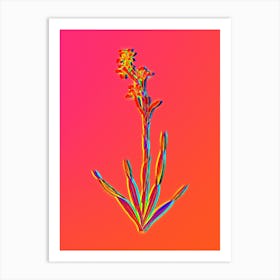Neon Bugle Lily Botanical in Hot Pink and Electric Blue n.0457 Art Print