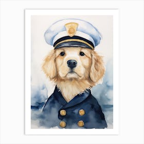 Golden Retriever Sailor Art Print