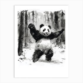 Giant Panda Dancing Ink Illustration The Woods Ink Illustration 1 Art Print