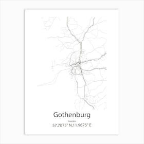 Gothenburg,Sweden Minimalist Map Art Print