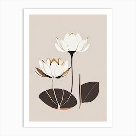 Lotus Flowers In Park Retro Minimal 6 Art Print