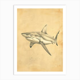 Blue Shark Vintage Illustration 4 Art Print