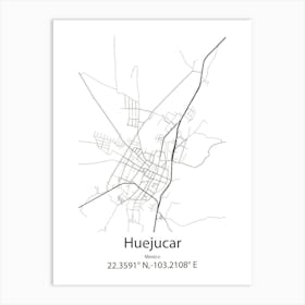 Huejucar,Mexico Minimalist Map Art Print