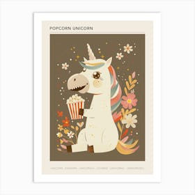 Unicorn Eating Popcorn Muted Pastels 2 Poster Art Print