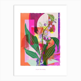Lily Of The Valley 1 Neon Flower Collage Poster Art Print