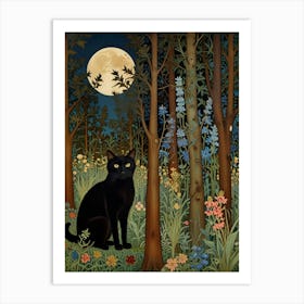 William Morris Black Cat In The Forest 8 Art Print