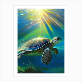 Flatback Sea Turtle (Natator Depressus), Sea Turtle Monet Inspired 1 Art Print