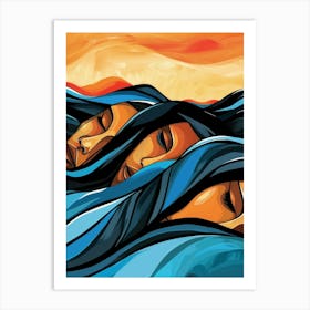 Three Women Sleeping In The Ocean Art Print