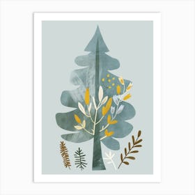 Douglas Fir Tree Illustration Flat 3 Art Print