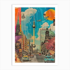 Berlin   Retro Collage Style 1 Art Print