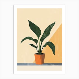 Prayer Plant Minimalist Illustration 4 Art Print