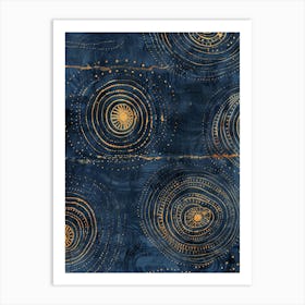 Blue And Gold Swirls 4 Art Print