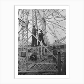 Setting Up Ferris Wheel At State Fair, Donaldsonville, Louisiana By Russell Lee Art Print