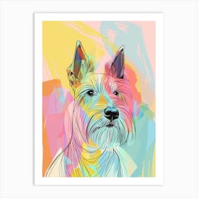 Scottish Terrier Dog Pastel Line Watercolour Illustration  1 Art Print