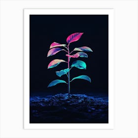 Tree Growing On A Dark Background Art Print