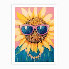 Sunflower With Sunglasses Art Print