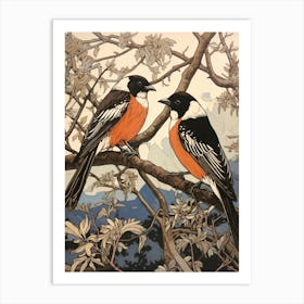 Art Nouveau Birds Poster Magpie 1 Art Print