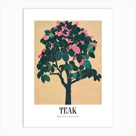 Teak Tree Colourful Illustration 2 Poster Art Print