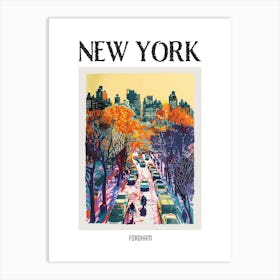 Fordham New York Colourful Silkscreen Illustration 2 Poster Art Print