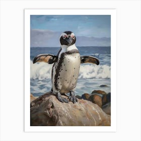 African Penguin Boulders Beach Simons Town Oil Painting 4 Art Print