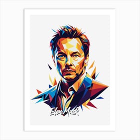 Elon Musk 01 Portrait WPAP Pop Art Art Print