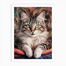 Cat In A Basket Art Print