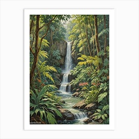 Waterfall In The Jungle no1 Art Print