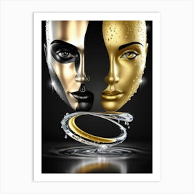 Gold And Silver Face Art Print