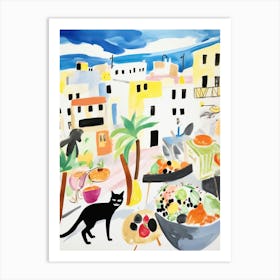 The Food Market In Santorini 1 Illustration Art Print