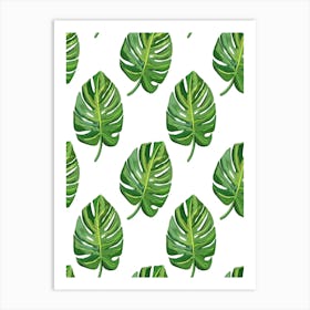 Monstera Leaves Seamless Pattern Art Print