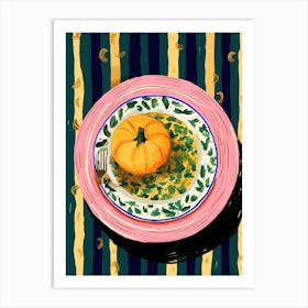 A Plate Of Pumpkins, Autumn Food Illustration Top View 49 Art Print