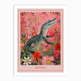 Floral Animal Painting Crocodile 1 Poster Art Print