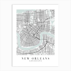 New Orleans Louisiana Street Map Minimal Color Art Print