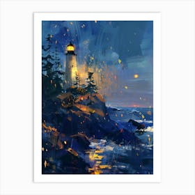 Lighthouse At Night 7 Art Print