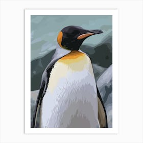 King Penguin Floreana Island Minimalist Illustration 1 Art Print
