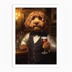 Cockapoo Having A Drink At The Bar Art Print