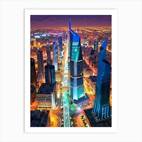 Riyadh City At Night Art Print