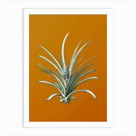 Vintage Pineapple Botanical on Sunset Orange n.0047 Art Print
