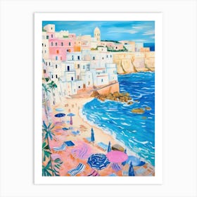 Polignano A Mare, Puglia   Italy Beach Club Lido Watercolour 4 Art Print